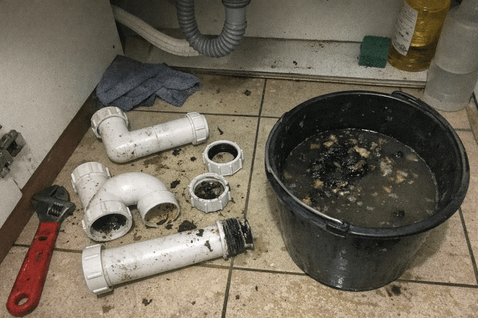 Demontage und Säuberung für ein verstopftes Waschbecken
